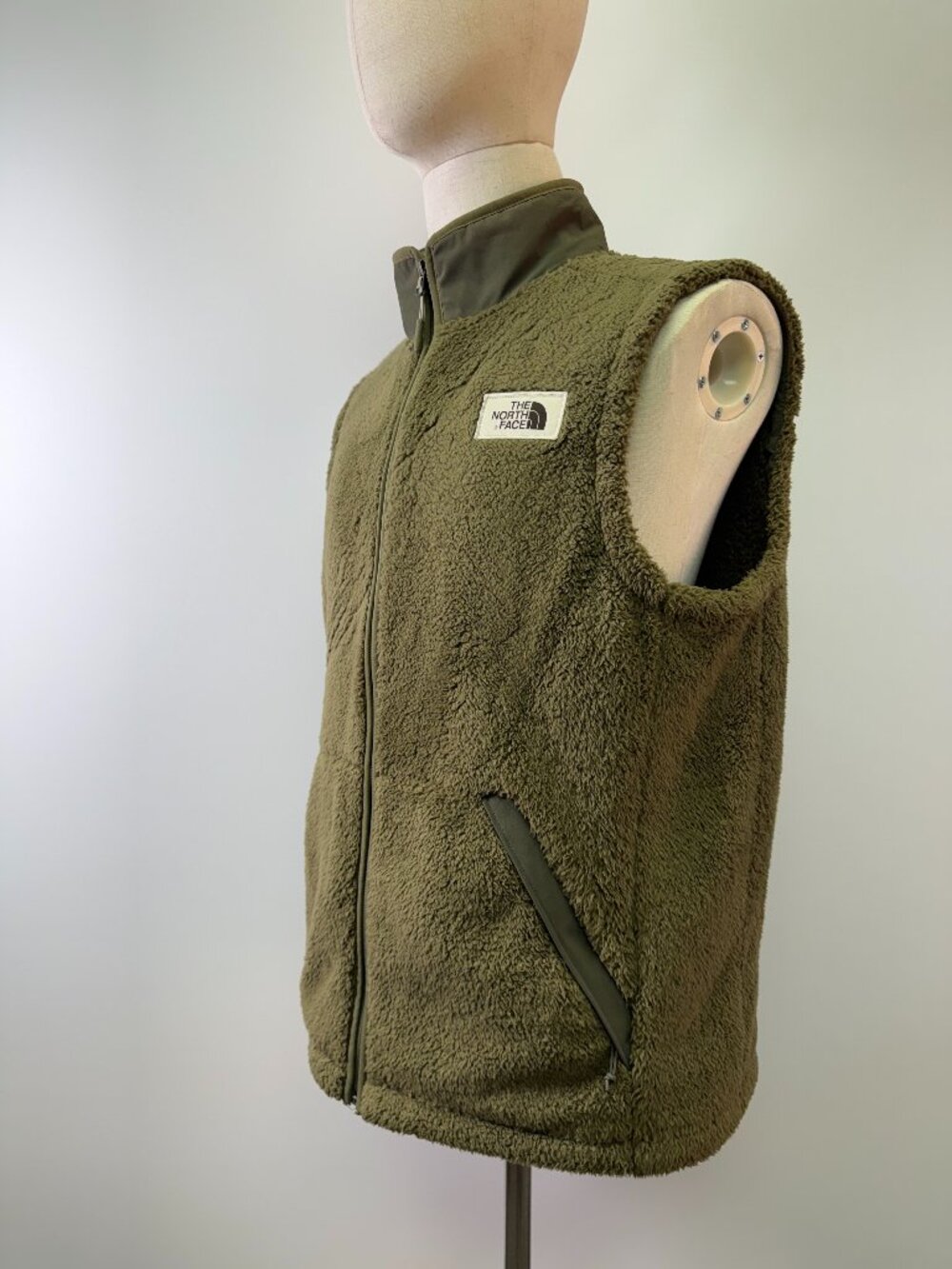 The North Face Men’s L Sherpa Fleece Vest Olive Green Full Zip High Pile